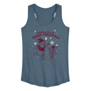 Women's - Winnie the Pooh - Wishing For A Merry Christmas Graphic Racerback Tank - 1 of 4