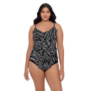 Trimshaper Women's Lena 4 Tier Ruffle Tankini Swimsuit Top - 1 of 3