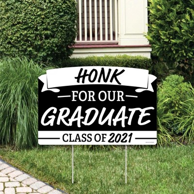 Big Dot of Happiness Honk for Our Graduate - Class of 2021 Graduation Party Yard Sign Lawn Decorations - Congratulations Party Yardy Sign