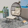 YARDSIGHT Egg-Shaped Rattan Lounge Chair with Ottoman Cushioned PE Wicker & Iron Frame Accent Chair for Cozy Indoor or Outdoor Seating - 2 of 4