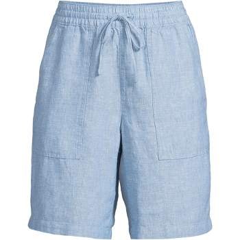 Lands' End Women's High Rise Pull On Drawstring A-line 10" Linen Shorts