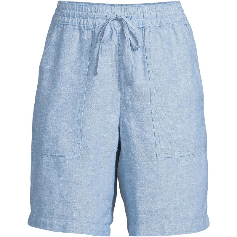 Lands' End Women's High Rise Pull On Drawstring A-line 10" Linen Shorts, 3 of 4