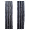 Aghana Digitals 2-Piece Anthracite Velvet Blackout Curtains with Metal Rings, 55.1x96.5" - Light - 2 of 4