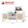 Boho Rattan TV Stand for 65 Inch TV, White & Gold Media Console with Marble Finish, Entertainment Center with Doors & Shelves for Living Room - 2 of 4