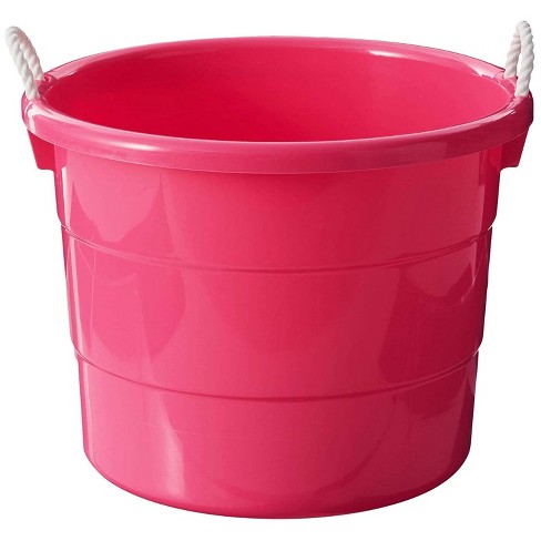 Homz 0402pkdc Stackable Plastic 18 Gallon Utility Storage Container Bucket  Tubs With Rope Handles, Pink, Set Of 2 Buckets : Target