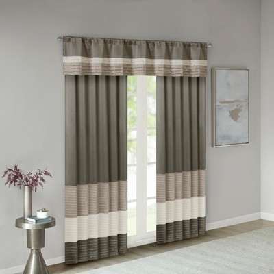Natural Polyoni Pintuck Window Valance with Rod Pocket