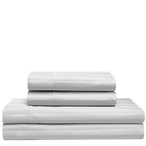 Full 525 Thread Count Satin Stripe Cooling Cotton Sheet Set White - Elite Home Products