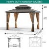 Whizmax 10x12ft Hardtop Gazebo, Aluminum Frame Pavilion with Curtains and Netting, Sunshade for Garden, Patio, Lawns (Brown) - 2 of 4