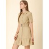Allegra K Women's Belted Ruffled Hem Button-Down Cotton Safari Shirt Dress - 2 of 4
