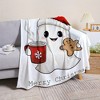 1pc Flannel Blanket, Christmas Cute Ghost with Gingerbread Man Print, Soft Warm Comfortable Throw, Multi-Seasonal for Sofa, Bed, Car, Office. - 2 of 4