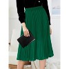 Women's High Waist Pleated A-Line Midi Skirt - Swing Flare Design Deep Green - 2 of 4