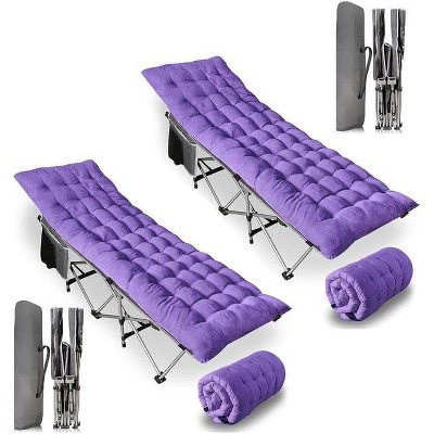 Zone tech Outdoor Camping Travel Cot and Cot Pad - High Quality Foldable and Portable Adult & Kids Travel Cot w/Large Pocket and Cushion Lavander
