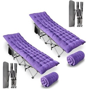 Zone tech Outdoor Camping Travel Cot and Cot Pad - High Quality Foldable and Portable Adult & Kids Travel Cot w/Large Pocket and Cushion Lavander - 1 of 4