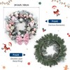 24" Christmas Wreath, Christmas Artificial Garland with Pink Bow & Ball Ornaments for  Front Door Fireplace Window Wall Decor - 3 of 4
