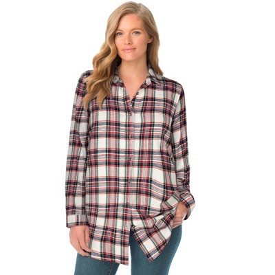 Woman Within Women's Plus Size Classic Flannel Shirt