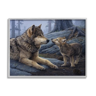 Stupell Industries Wolf & Cub Woodland Forest Framed Giclee