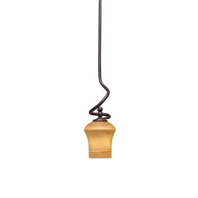 Toltec Lighting Capri 1 - Light Pendant in  Dark Granite with 5.5" Zilo Cayenne Linen  Shade