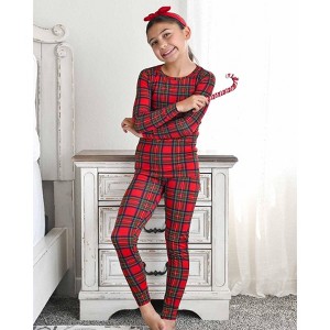 Lev Baby Kids' Bamboo 2-Piece Pajama Set – Plaid Print Unisex Toddler Pajamas (2T–12/14Y) - 1 of 4
