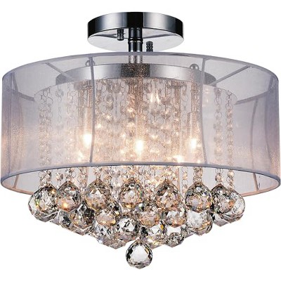 CWI Lighting Radiant 6 Light Drum Shade Flush Mount With Chrome Finish
