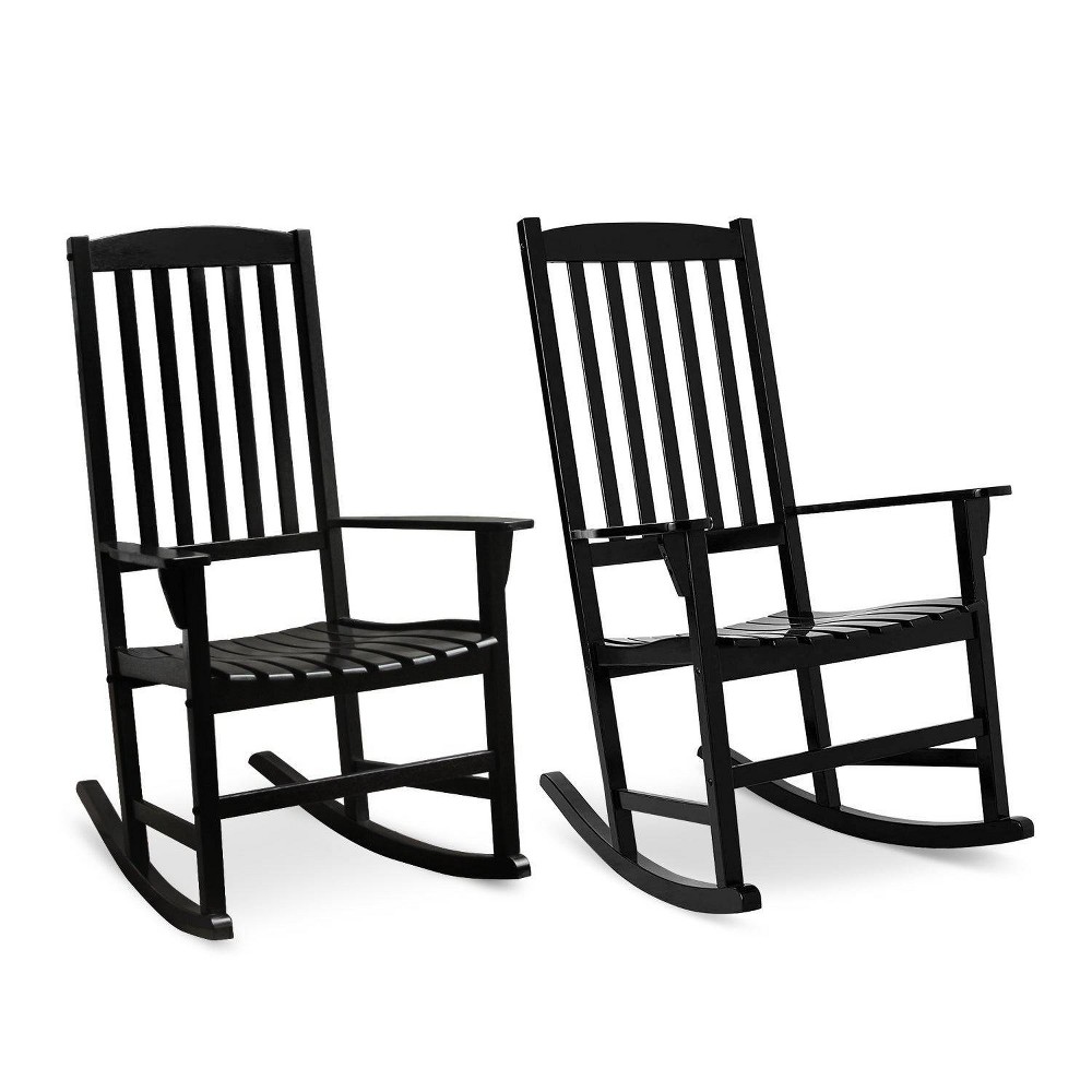 Photos - Garden Furniture Alston 2pk Wood Porch Rocking Chairs: Weather-Resistant, Mahogany Frame, P