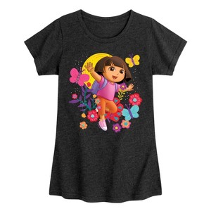 Girls' - Dora the Explorer - Flowers And Butterflies Fitted Short Sleeve Graphic T-Shirt - 1 of 4