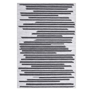 COZONY Washable Modern Striped Area Rug with Non-Slip Backing, Soft Low Pile Stain-Resistant Carpet for Living Room and Bedroom - 1 of 4