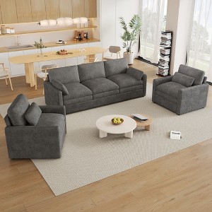 89'' Chenille Double-Layer Cushion 3-Seater Sofa with Detachable Lumbar Pillow and Deep Seating - 1 of 4