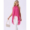 INSPIRE CHIC Women's Casual Tie Back Asymmetrical High Low Sleeveless Mock Neck Flowy Blouse - 4 of 4