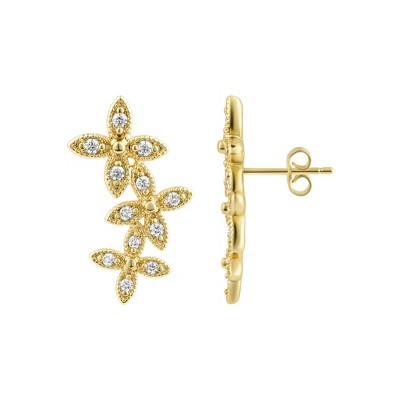 Adornia 14k Gold Plated Curved Flowers Earrings