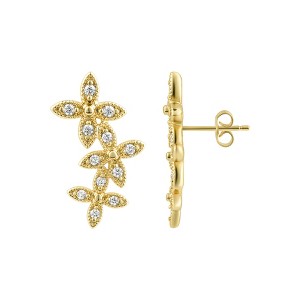 Adornia 14k Gold Plated Curved Flowers Earrings - 1 of 4