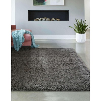 Lavish Gray Square Synthetic Shag Rug for Kids' Rooms