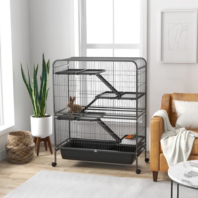 5 Level Metal Small Animal Cage with Wheels and Removable Tray for Ferrets Bunnies,53'' Indoor Pet Habitat with Ramps - LAOTIES