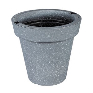 16" Solar Round Planter, Cement - 1 of 2