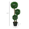 Aghana Digitals 3ft Artificial Triple Ball Boxwood Topiary with Sandalwood Leaves, PE Moss & Cement - 3 of 4