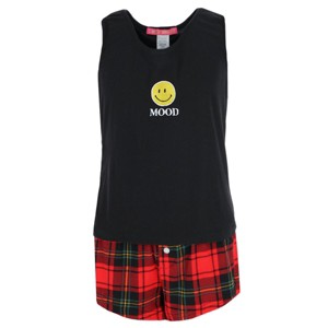 5 More Minutes Girl's Smiley Tank Top and Shorts Sleep Set - 1 of 4