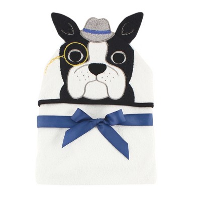 Hudson Baby Infant Boy Cotton Animal Face Hooded Towel, Dapper Dog, One Size