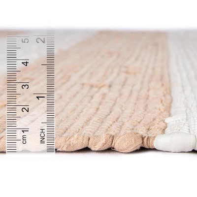 Handwoven Beige Braided Stripe Indoor Rug 6' x 9' - Earthy Easy Care