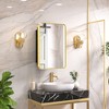 Keonjinn Metal Framed Gold Rectangular Framed Recessed/Surface Mount Medicine Cabinet with Mirror, Gold - 2 of 4