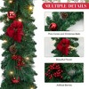 Christmas Garland, 6 Ft Artificial Christmas Vine with Red Flower, Xmas Holiday Rattan Decoration - 3 of 4
