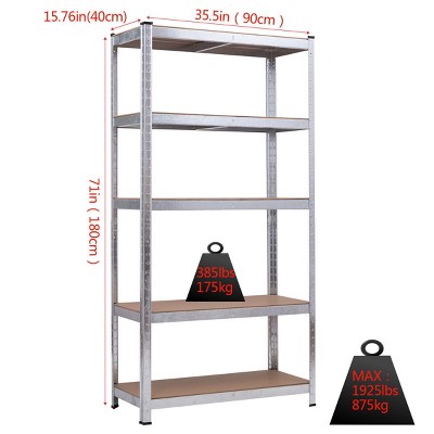 Heavy Duty 71'' Steel and MDF 5-Level Adjustable Storage Rack, 2 pcs