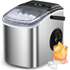 Silonn Stainless Steel Countertop Ice Maker - 9 Cubes in 6 Mins, 26lbs/24Hrs, Self-Cleaning, Includes Scoop & Basket, 2 Bullet Ice Sizes - 1 of 4