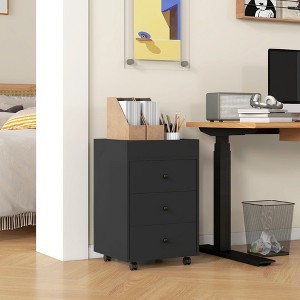 XIYUYEU 3-Drawer File Cabinet with Wheels Mobile Filing Under Desk Storage with Removable Tray - 1 of 4