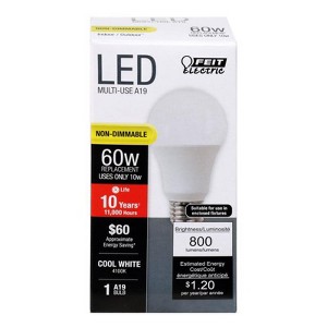 Feit Electric A19 E26 (Medium) LED Bulb Cool White 60 Watt Equivalence 1 pk - 1 of 1