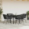 vidaXL 5 Piece Patio Dining Set - Black Poly Rattan Outdoor Furniture with Cushions & Glass Table - Garden/Backyard - 3 of 4