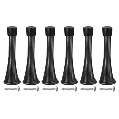 Unique Bargains Spring Steel Rubber Head Anti-Rust Plating Door Stop 6 Pcs