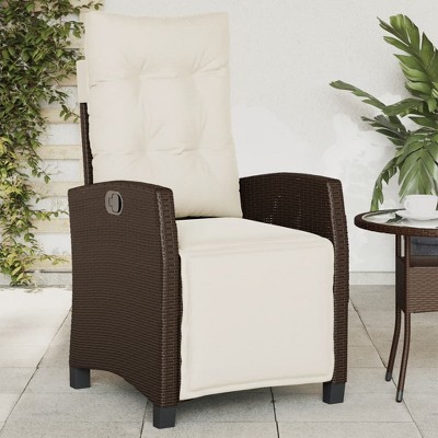 vidaXL Reclining Patio Chair with Footrest Brown Poly Rattan