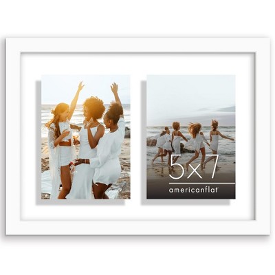 Americanflat 5x7 Double Picture Frame with Shatter-Resistant Glass - Fits Two 5x7 or One 10x14 - Signature - Collage Frames - White
