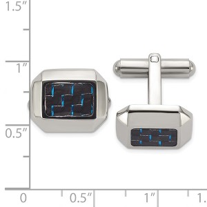 Chisel Stainless Steel Polished with Black and Blue Carbon Fiber Inlay Cuff Links - 1 of 2