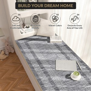 Modern Geometric Bordered Area Rug Non Slip Non Shedding Rug Soft Low Pile Floor Carpet Washable Thin Rug, Contemporary Distressed Rug - 1 of 4