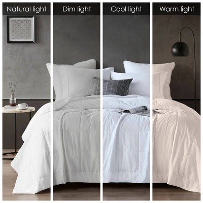 King Size White Knitted Reversible Blanket with Down Alternative Fill